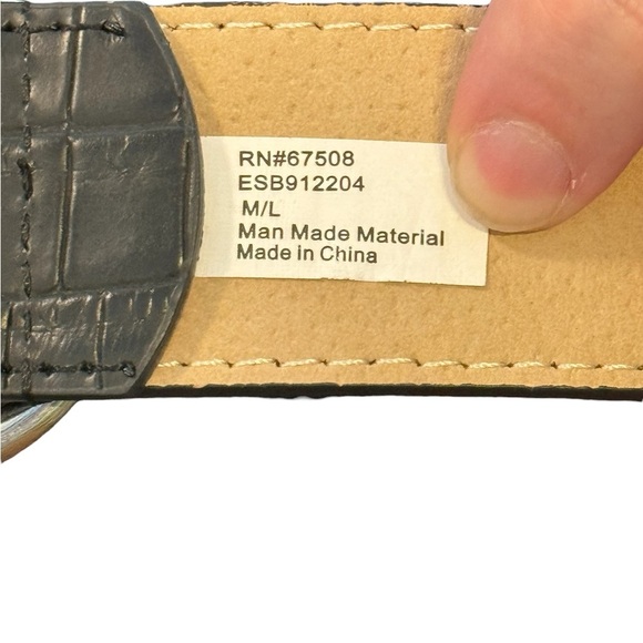 Reptile Embossed Black and Tan Belt with Silver Double Ring Buckle Med/ L main image 4